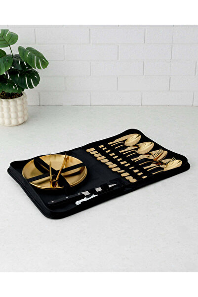 REDTAG مجموعة أدوات المائدة الذهبية للتخييم (19 قطعة)