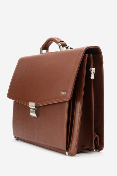 Grande Gd 4211 Genuine Leather Men's Lockable Briefcase Taba