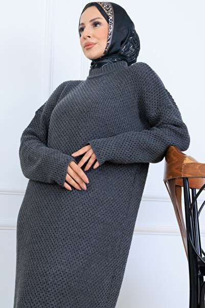 benguen Braided Knitwear Dress N7074 Anthracite