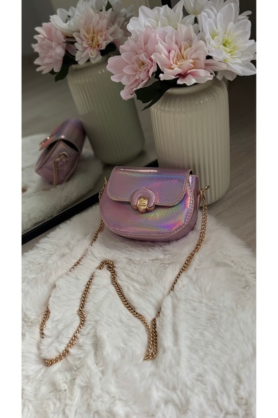 ESNEVA Women's Mini Size Gold Chain Stylish Design Cross Strap Hand and Shoulder Bag