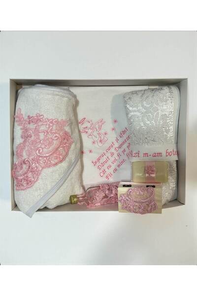 Botez Trusou brodat ingeras – roz