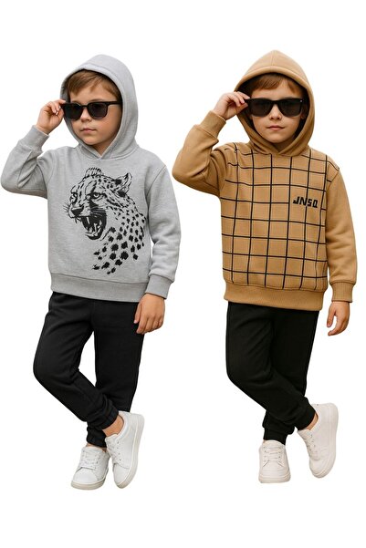 canmana kids&baby 2 bucăți cu glugă 3 fire cu căptușeală din fleece cu imprim...