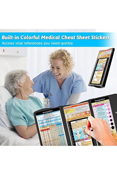 Generic Foldable Medical Clipboard for Nursing – 3-Layer Pocket Aluminum with Reference Sheets, Clip & Not