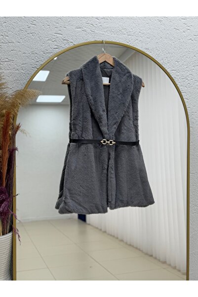 MİHRA STORE Adira Plush Vest-Zi̇3139 Anthracite