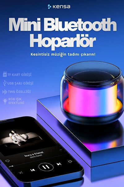 Kensa Taşınabilir Mini Bluetooth Hoparlör 10W | Suya Dayanıklı, TF Kart ve Radyo Özellikli | Hign