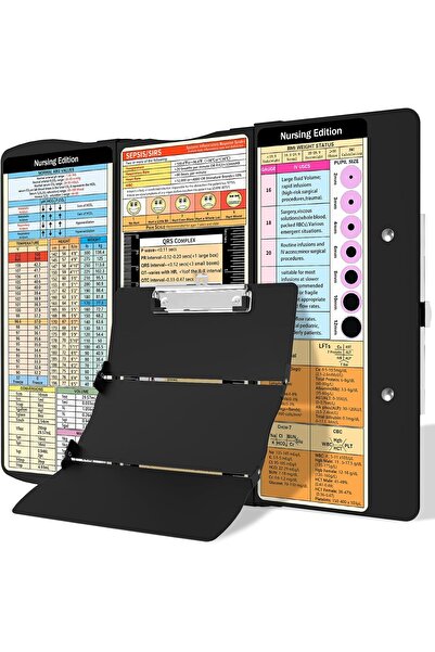Generic Foldable Medical Clipboard for Nursing – 3-Layer Pocket Aluminum with Reference Sheets, Clip & Not