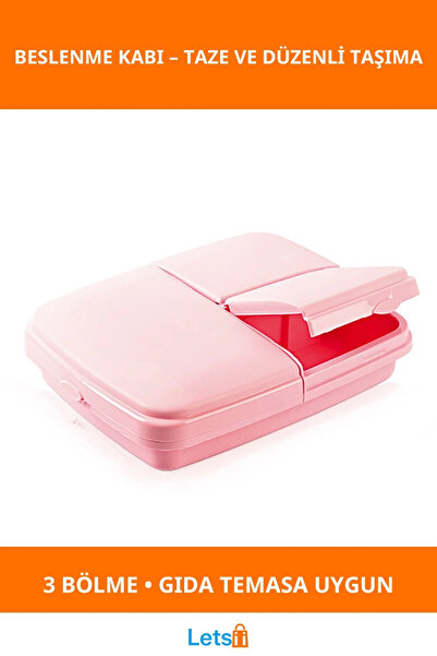 Letsii وعاء تغذية صحي من البلاستيك الطبيعي مكون من 3 أقسام