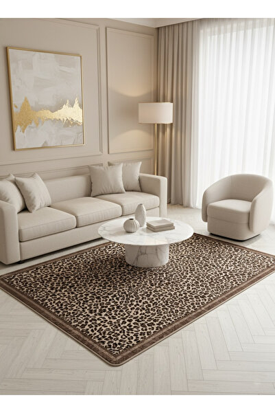 Brillant Leopar Desenli Lateks Deri Taban Halı