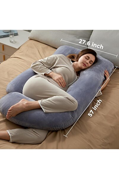 EliteEco Pregnancy Pillow U Shape – Maternity Body Support Pillow with Removable Cover Grey