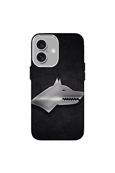 Turkuaz غطاء سيليكون فاخر متوافق مع آيفون 16 بتصميم ذئب الثلج الخاص