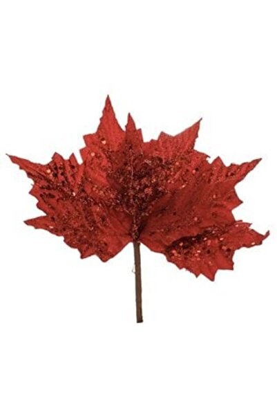 SHOPIENS Red Christmas Decorative Flower with Glitter & Clips 26 cm