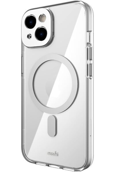 Moshi جراب iGlaze لهاتف iPhone 14 (6.1 بوصة) مع MagSafe وغطاء الكاميرا - فضي
