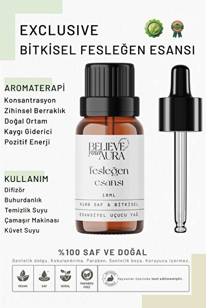 Believe Your Aura Bitkisel Fesleğen Esansı - %100 Saf ve Bitkisel Buhurdanlık...