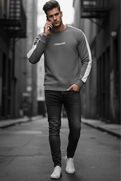 Oksit Comsumc Three Thread Ş Fleece-Lined Crew Neck Men's Sweatshirt