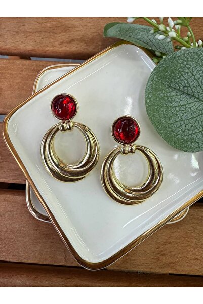 My Joyas Design Red Stone Spiral Mng Earrings