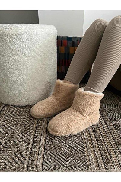 Behtah Kundura Дамски пухкави вълнени чехли, зимни домашни ботуши, домашни обувки с мека безшумна подметка