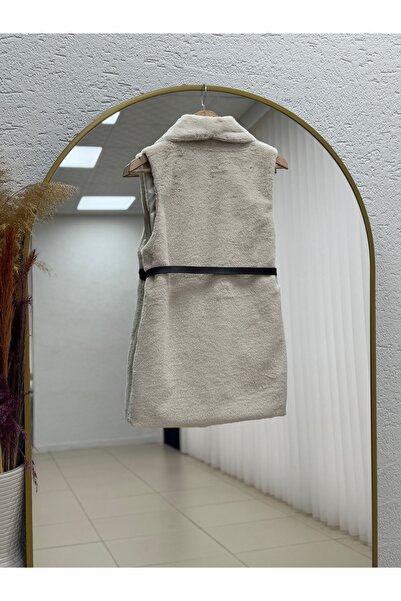 MİHRA STORE Adira Plush Vest-Zi̇3139 Stone