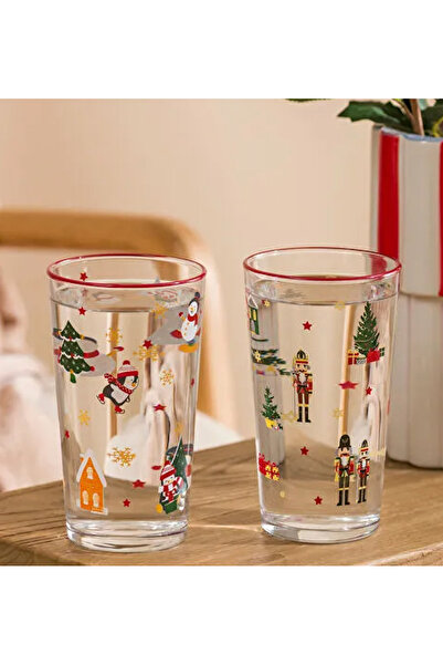 OEM Set of 6 Christmas glasses, 270 ml glass, Christmas patterns - Gifts, cookies, Santa, globes
