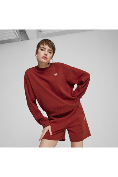 Puma DOWNTOWN RE:COLLECTION Crew Kırmızı Kadın Sweatshirt
