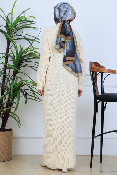 benguen Πλεκτό Φόρεμα Πλεκτομηχανής N7074 Χρώμα Πέτρας