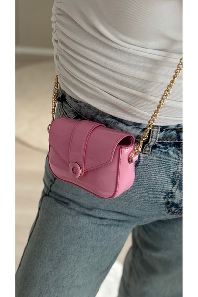 ESNEVA Women's Mini Size Gold Chain Stylish Design Cross Strap Hand and Shoulder Bag