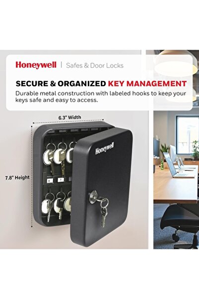 HONEYWELL 6105 Steel 24-Key Safe Box, 0.07 cu ft, Black, Metal