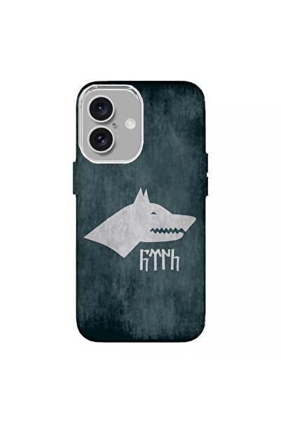 Turkuaz IPHONE 16 UYUMLU ÖZEL BOZKURT TASARIMLI LÜKS SİLİKON KILIF