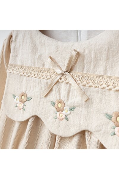 My Lusa baby wear Nazli Fisto Lace Embroidered Doll Collar Long Sleeve Baby Girl Dress