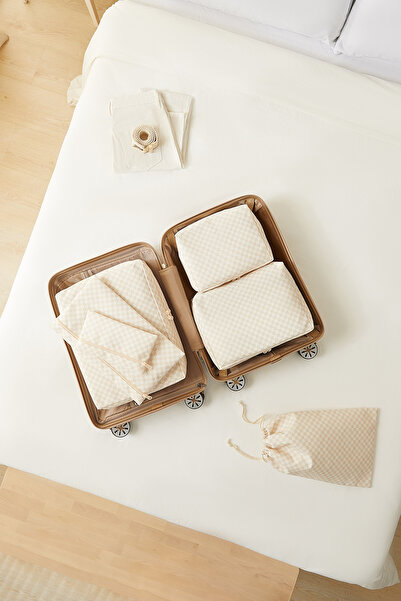 Ocean Home Textile منظم حقائب متعدد الأغراض مكون من 6 قطع من القطن بنمط الدام...