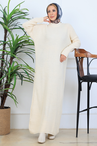 benguen Πλεκτό Φόρεμα Πλεκτομηχανής N7074 Χρώμα Πέτρας