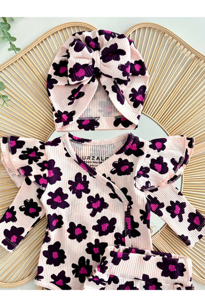 Jammybaby Bloomia Baby Girl Luxury 100% Cotton Ruffled Bodysuit Pants Ribbed Set