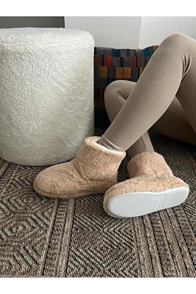 Behtah Kundura Дамски пухкави вълнени чехли, зимни домашни ботуши, домашни обувки с мека безшумна подметка