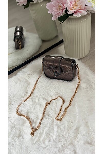 ESNEVA Women's Mini Size Gold Chain Stylish Design Cross Strap Hand and Shoulder Bag