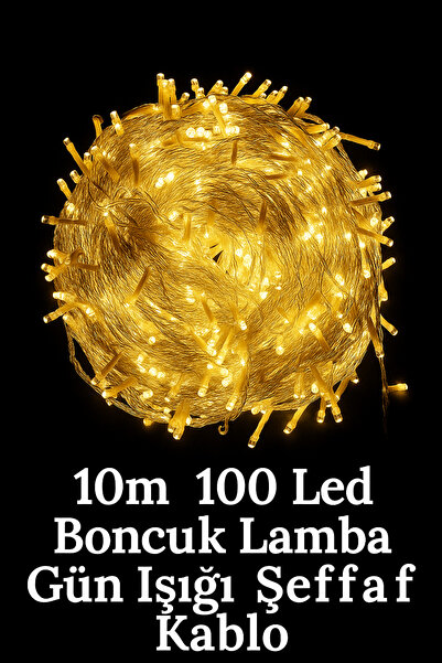 Yenilig 10 Metre 100 Led Boncuk Lamba - Gün Işığı, Şeffaf Kablo ve Dekoratif ...