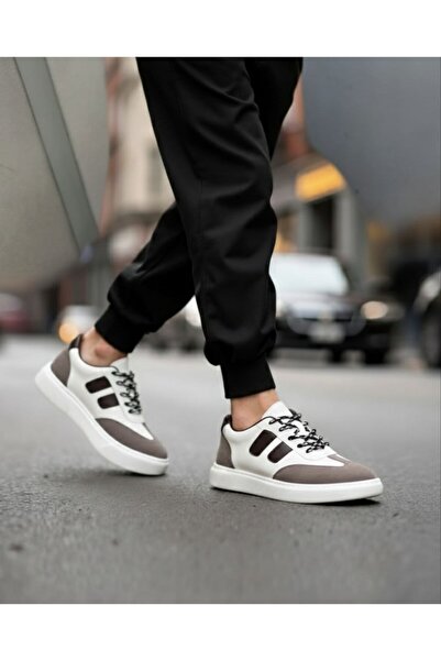 RONX White Lace-Up Gray Detail White Sole Comfortable Men's Sports Shoes
