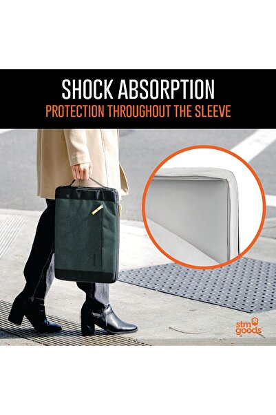 STM Kin Laptop Sleeve for 16" Laptops - Black Slate, Slim, Fleece-Lined, 4mm EVA