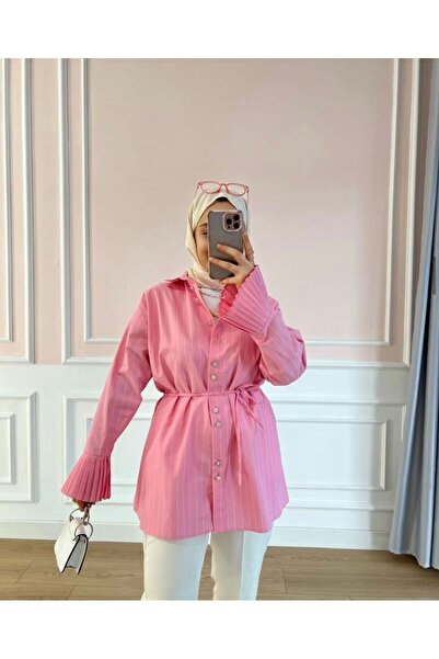 MODA TAY KADIN ÇİZGİLİ GÖMLEK