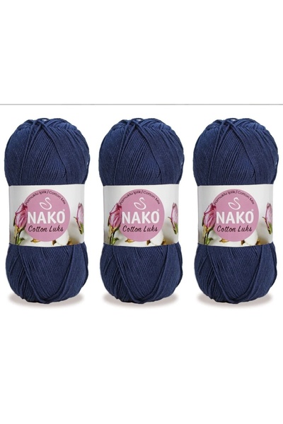 NAKO Cotton Lüks El Örgü İpliği 100 Gr 3 ADET Renk No: 97574 LACİVERT