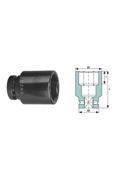 Özat Cap cheie tubulara de impact 3/4'' 6 laturi, lung 2 1/4''