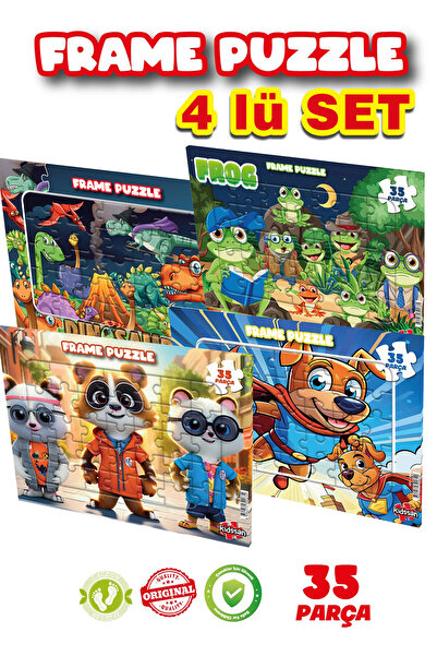 kidssan games FRAME PUZZLE 35 PARÇA (YAP-BOZ) ÇOCUK OYUNCAĞI 4LÜ SET PUZZLE E...