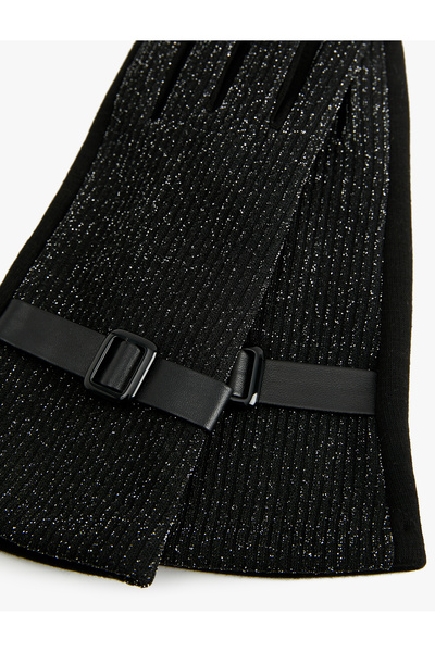 Koton Glitter Gloves with Belt Detail
