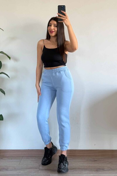 CİDDE Women's Winter 3 Thread Thick Fleece Lined High Waist Elasticated Leg Basic Jogger Sweatpants