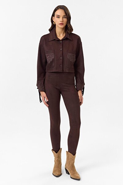 TIFFANY&TOMATO Düz Kesim Süet Tayt