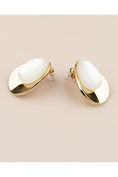 Portakal Esintisi Serinea White Opal Stone Teardrop Steel Earrings