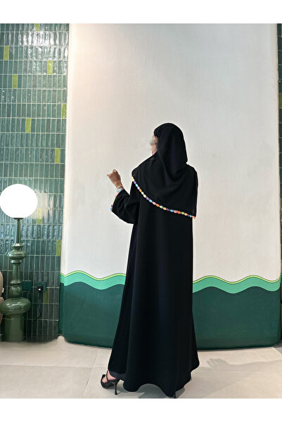AYA - MW1740 - Black abaya with added trim