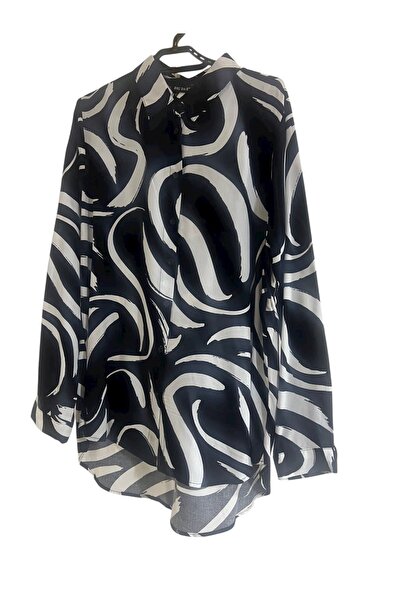 Butik Lena SİYAH DOKUMA KADIN GÖMLEK