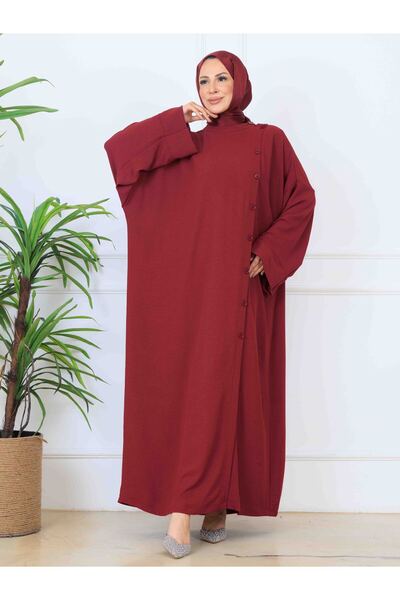 sedadenizstore BÜYÜK BEDEN DÜĞME DETAYLI OVERSİZE FERACE /ABAYA