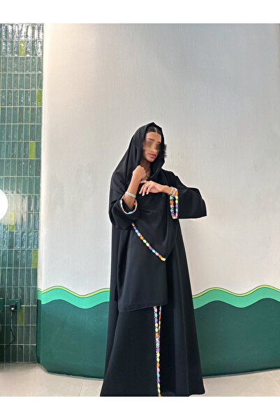 AYA - MW1740 - Black abaya with added trim