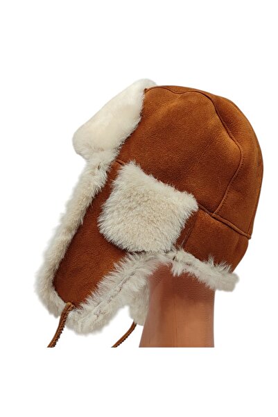 Zemheriden Genuine Leather Fur Premium Ushanka Taba