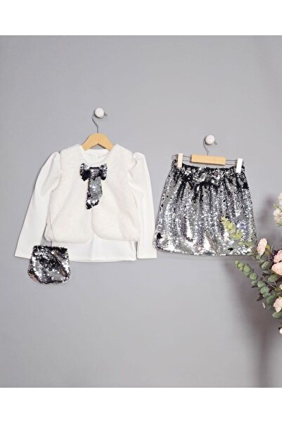 Bellarose Sequined Y Vest Set Girls' Suit with Bag
